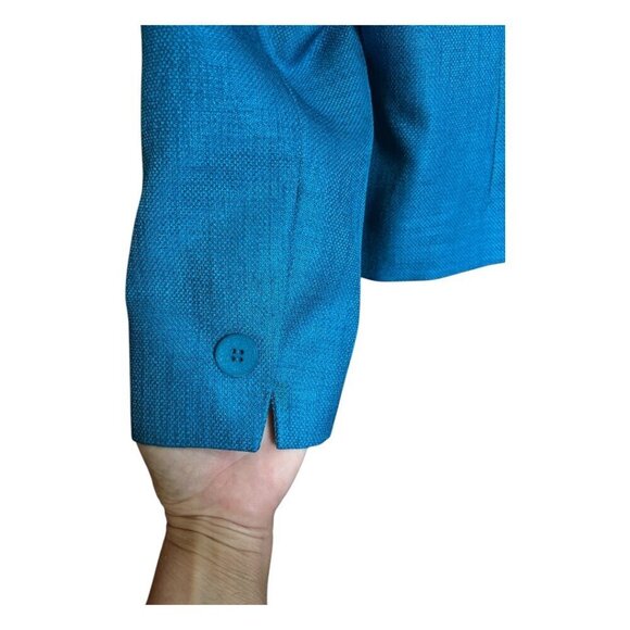Sag Harbor Suit Womens 2 Piece Skirt Suit Peacock Deep Aqua Textured Size 14P - Picture 15 of 16